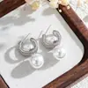 Pendientes de Perla y Circonita de Diseño Exclusivo, Exquisitos y de Moda, Pendientes Personalizados Estilo Coreano, Pendientes de Uso Dual de una Pieza para Pendientes de Commuter para Mujer