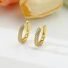 Brincos ovais geométricos personalizados simples banhados a cobre 18K com zircônia incrustada em ouro brincos femininos populares online em forma de ovo