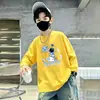 Camiseta Base de Manga Larga de Algodón Puro para Niños Guapos, Tallas Mediana y Grande, Nueva Colección Primavera/Otoño 2026, Top Holgado Versátil