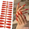 Puntas de Uñas Europeas y Americanas de Moda de Gama Alta Mate de Punta Larga, Colección de Color Sólido, Piezas para Uñas, 24 Piezas