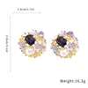 Brincos Flor de Pérola Cravejados de Diamante com Gotejamento de Óleo Agulha de Prata, Brincos Estilo Corte Francês Vintage, Brincos de Luxo Leve de Alta Qualidade para Atacado