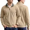 Top masculino jacquard texturizado com gola alta, comércio exterior estilo americano TK, moletom esportivo com bolso com zíper para primavera e outono