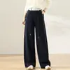 Atacado Jeans Feminino Novo Primavera e Outono, Outono Cintura Alta Solto Perna Reta Bloco de Cores Cintura Calças Casuais de Perna Larga