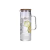 Jarra de vidro para água fria com tampa de bambu, resistente ao calor, com filtro embutido, adequada para uso doméstico, sala de estar, chá de frutas e bebidas