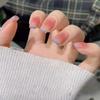 Manicura Uñas Portátiles Ins Blanqueamiento Avanzado Francés Estudiante Parche de Manicura Portátil Uña Postiza de Longitud Media Producto Terminado