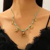 Collar Transfronterizo Europeo y Americano Ins Color Dopamina Cuerda Tejido Pesado Estilo Marino Colgante de Estrella de Mar Tortuga Mariposa para Mujeres