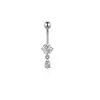 Mais Vendidos na Europa e América: Conjunto de 5 Peças de Aço Inoxidável + Cobre com Zircônia Incrustada para Piercing no Umbigo, Argolas Formato Gota, Borboleta Redonda