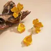 Pendientes europeos y americanos transfronterizos de gota de aceite con borla floral, pendientes estilo resort bohemio, pendientes de lujo ligero y alta gama