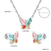 Conjunto de Brincos e Colar Elegantes Estilo Ins Europeu e Americano com um Design de Moda de Alto Padrão, Conjunto de Joias Colar Borboleta Zircônia