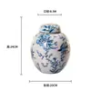 Nuevo Tarro de Almacenamiento Cerámico Estilo Chino Pintado a Mano Azul Pastel y Blanco con Tapa, Jarrón para Sala de Estar, Adorno de Decoración para el Hogar, Porcelana