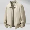 Chaqueta para Hombre 2026 Primavera/Verano Estilo Delgado con Solapa y Cremallera, Lujo Juvenil Casual Abrigo de Lino sin Planchar