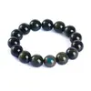 Jingde Jewelry Pulsera de Obsidiana de Color Natural 8A para Hombres y Mujeres Arcoíris Doble Ojo Obsidiana Pulsera de Bola de Círculo Único Venta al por Mayor