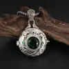 Popular Joyería Transfronteriza Europea y Americana Diamante Verde Oscuro Plata Caja Redonda Colgante Versátil Gama Alta Lujo Ligero Collar para Mujer Fabricante Mayorista