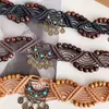 Cinturón Tejido con Borlas Retro Estilo Bohemio Moda Femenina con Falda Accesorios de Cinturón Ancho de Gama Alta de Moda