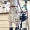 Falda Blanca de Lunares con Volantes, Falda Irregular de Longitud Media para Mujer, Diseño Retro de Primavera Talla Extra Falda de Línea A