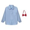 Camisa Azul dos Meninos Manga Longa Top Camisa Infantil Gravata Uniforme da Escola Primária Commuter All-match Roupas das Meninas Azul