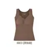 Chaleco térmico calefactor de grafeno para mujer, con copas incorporadas, cuello en V, sin costuras, tejido cepillado, adecuado para otoño e invierno, como capa base para abrigarse