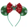 Diadema Navideña de Orejas de Ratón Mickey Mouse para Parque de Atracciones Fiesta Disfraz Accesorios para la Cabeza Navideños Diadema con Lazo