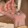 Anillo de Yuanbao de Alambre Dibujado de la Edad Media Luz de Anillo Lujo Alto Grado Retro Combinación Perfecta Anillo Abierto Anillo