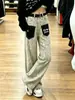 Jeans Rectos de Patchwork con Estampado de Leopardo de Moda para Mujer, Nueva Colección de Otoño, Pantalones Casuales de Cintura Alta de Pierna Ancha