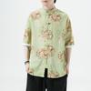 2022 verano nuevo estilo chino para hombre camisa de manga corta estampada a la moda talla grande holgada casual traje Tang Hanfu