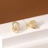Pendientes de piedra de ojo de gato con diseño coreano, estilo francés, sencillos, con destellos de temperamento, para chica con diamantes, dulces pendientes, joyería para las orejas