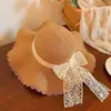 Sombrero versátil para la playa con lazo y ala ancha, sombrero de paja para proteger del sol para mujer, protección solar para exteriores en verano, sombrero para vacaciones y playa