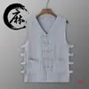 Chaleco informal de lino de verano, sudadera de algodón y lino con hebilla retro para hombre, chaqueta Magma de estilo chino, sin mangas, camisa con título antiguo