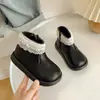 Botas estilo Martin de doble capa con forro de felpa de algodón para niñas, estilo coreano, nuevas zapatillas de princesa con cordones para otoño e invierno 2026, botines elegantes