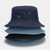 Sombrero de pescador de mezclilla de color sólido para hombre, estilo japonés, artístico, con perforación en caliente, moderno, para verano y exteriores, protector solar.