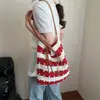 Bolso Tote Tejido de Punto de Gran Capacidad para Mujer 2025 Nuevo Estilo Recortado Hombro Orilla del Mar Ropa de Trabajo Vacaciones Playa Hombro