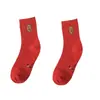Calcetines Rojos Grandes Año del Zodiaco Hombres Mujeres Otoño Invierno Boda Año Nuevo Calcetines de Media Pantorrilla Calcetines Rojos de Moda Calcetines del Año del Zodiaco