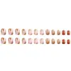 Manicura Degradada Dorado Rosa Dorado Foil Uñas Cortas Estilo Lujo Suave Accesible Uñas Portátiles Uñas Planas 24 Piezas Parches de Uñas Postizas