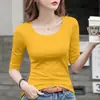 Camiseta Blanca de Manga Media para Mujer, Ajustada, Mangas Tres Cuartos, Nueva Camiseta Básica Primavera y Otoño 2025, Top de Manga Tres Cuartos