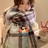 Bufanda Cuadros Bordada de Pingüino Lindo para Mujer, Bufanda Tejida de Otoño e Invierno, Engrosada para Calidez, Protección contra el Frío, Protección del Cuello y como Chal