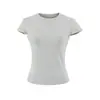 Camiseta Básica Lisa Retro 2026 Base Top Cuello Redondo Manga Corta para Mujer Verano Elástica Ajustada Hombro Normal