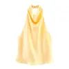 Estilo Europeu e Americano 2025 Novo Estilo de Verão Textura de Cetim de Seda Vestido com Decote Halter 3203317 Saia Midi 3210317