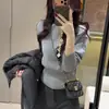 Design Novo Outono/Inverno 2026 Suéter Gola Redonda Cropped Cintura Afunilada Casual Top para Mulheres