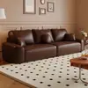 Sofá de cuero aceitado encerado estilo retro para rasguños de gato para salas de estar pequeñas, uso doméstico, lujo ligero, minimalista, alta gama, sofá de bloque de líneas rectas