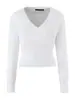Suéter corto de punto casual a la moda, diseño francés y europeo, cuello en V cruzado, nueva colección de otoño