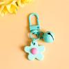 Ins fresco colorido pequena flor Bell chaveiro diy pingente feito à mão menina saco do coração porta fivela ornamentos bonitos