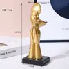 Adornos de Máscara de Resina Dorada Decoración para Hogar Sala de Estar Gabinete de Vino Artesanías Adornos de Máscara de Personaje Abstracto