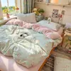 Nuevo juego de cuatro piezas jacquard teñido en hilo de alto peso, estilo simple y fresco, ropa de cama estilo princesa de lujo ligero