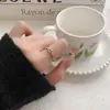 Anillo Abierto Ajustable de Cadena Hueca con Circonita de Colores Estilo Europeo y Americano para Mujer, Anillo de Dedo Índice de Lujo Ligero de Nicho