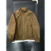 Chaqueta bomber corta de gran tamaño con cuello alto azul oscuro cleanfit para hombre otoño marca de moda sensación de alta gama peso pesado prenda de abrigo