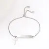 Pulsera Nueva de Acero Inoxidable con Placa Curva Grabada con Láser, Joyería Sencilla de Mariposa en Tira Larga, Pulsera de Acero Inoxidable Ajustable Deslizante