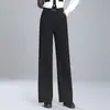Pantalones negros de pierna ancha y corte estrecho para mujer, nuevo estilo otoño 2026, pantalones rectos casuales holgados de cintura alta, pantalones largos elegantes y que estilizan la figura