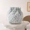 Bolsa de Almacenamiento Ligera Nueva Estampada con Cordón Transfronteriza, Bolsa de Maquillaje Acolchada Estilo Coreano Floral con Cordón de Gran Capacidad