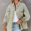 Ventas Directas de Fábrica Amazon abrigo casual de mezclilla para mujer con borde de pelo superventas estilo europeo y americano chaqueta de color liso lavada
