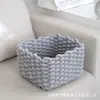 Cesta de Almacenamiento Cuadrada Tejida con Cuerda de Algodón para Uso Doméstico, Sala de Estar, Almacenamiento en Armario, Cesta de Almacenamiento para Artículos Varios, Cesta de Almacenamiento de Cuerda de Algodón